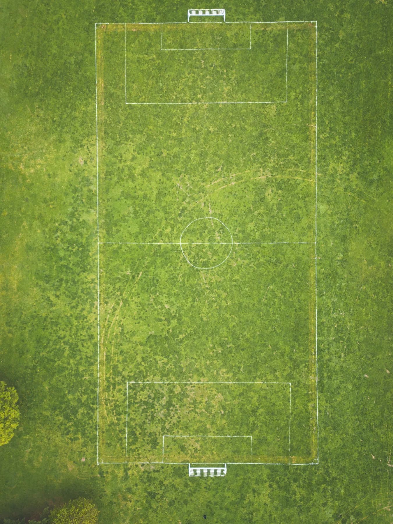 Hel fotbollsplan sedd rakt ovanifrån – illustrationsbild